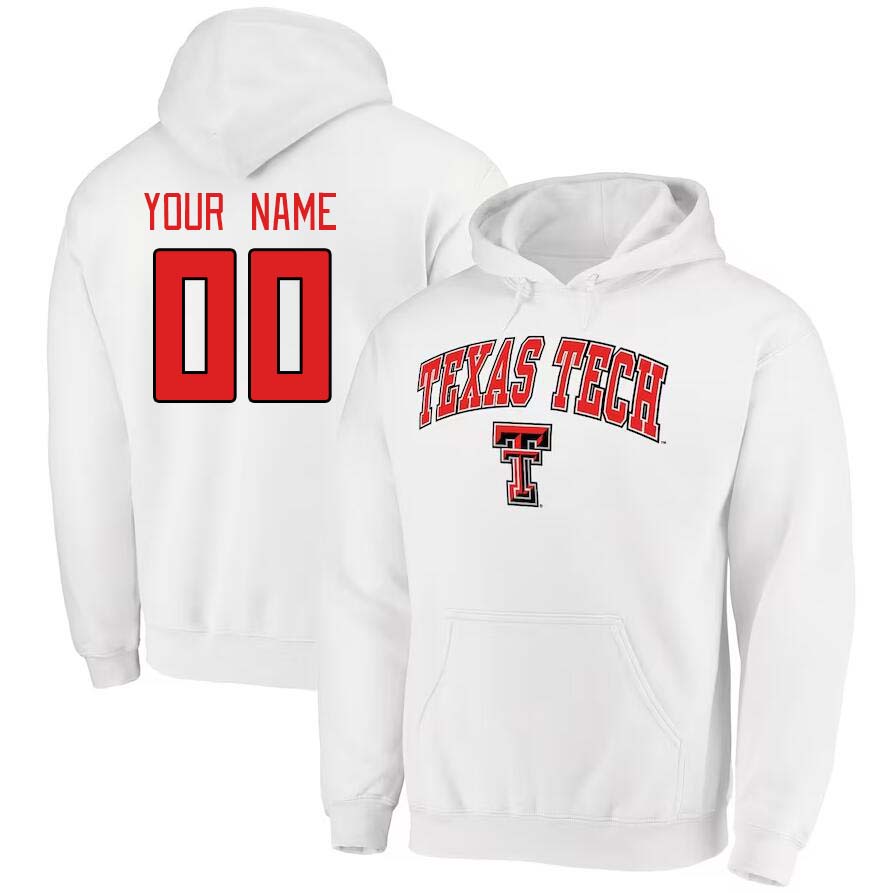 Custom Texas Tech Red Raiders Name And Number College Hoodie-White